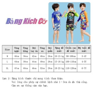 Đồ BơI ChốNg NắNg Bé Trai HọA TiếT KhủNg Long, áO + QuầN + Mũ, VảI đồ đồ BơI Cho Bé Trai