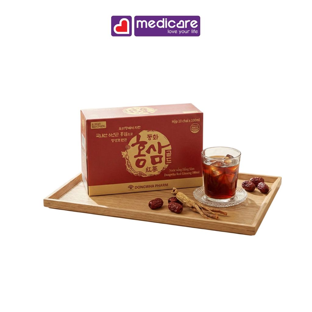 Nước uống hồng sâm Dongwha Red Ginseng hộp 10 chai