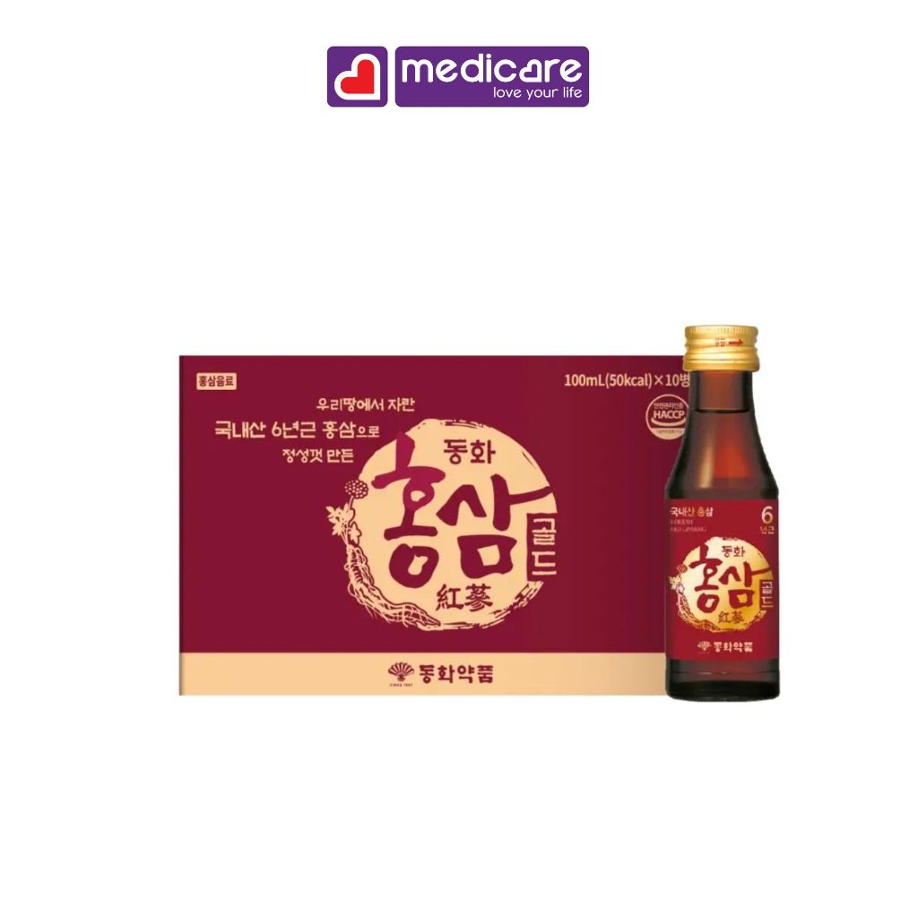 Nước uống hồng sâm Dongwha Red Ginseng hộp 10 chai