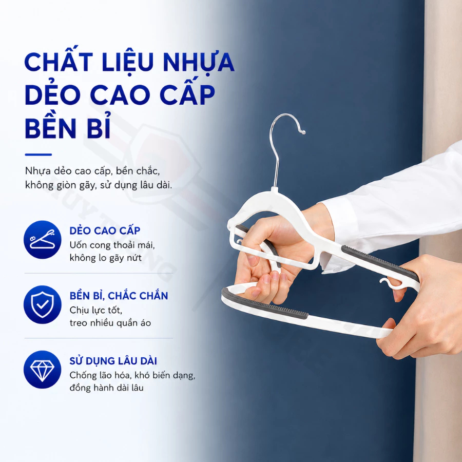 Combo 50 Móc Nhựa Treo Quần Áo Chống Trượt Đa Năng Huy Tưởng, Móc Treo Đồ Chống Tuột Xoay 360 Độ | BigBuy360 - bigbuy360.vn