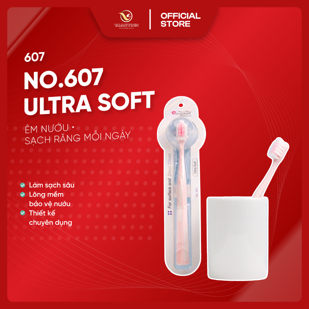 KAKA No.607 Ultra Soft Bàn Chải Đánh Răng - Siêu Mềm Lông Mịn Sạch Sâu Chăm Sóc Nướu Dùng Hằng Ngày Cho Người Lớn