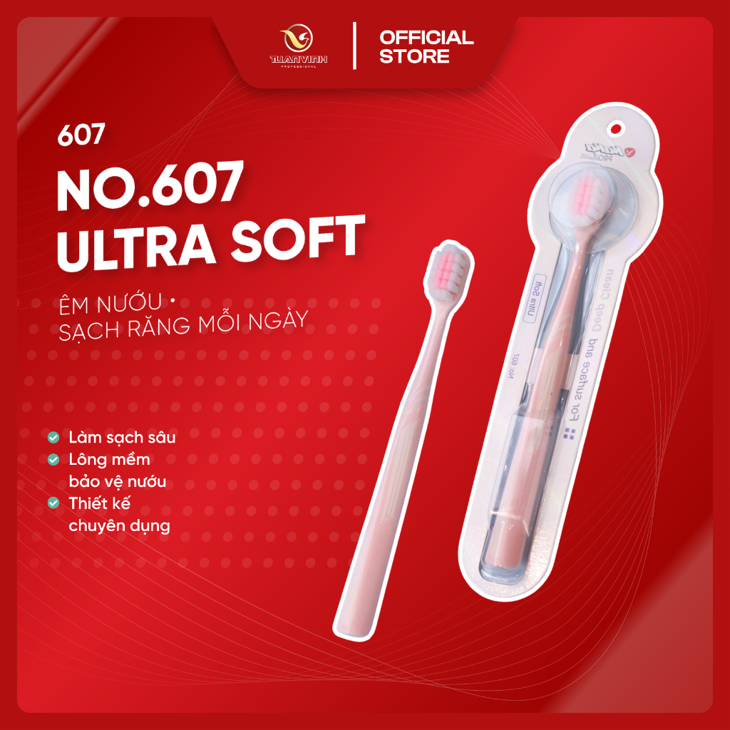 KAKA No.607 Ultra Soft Bàn Chải Đánh Răng - Siêu Mềm Lông Mịn Sạch Sâu Chăm Sóc Nướu Dùng Hằng Ngày Cho Người Lớn
