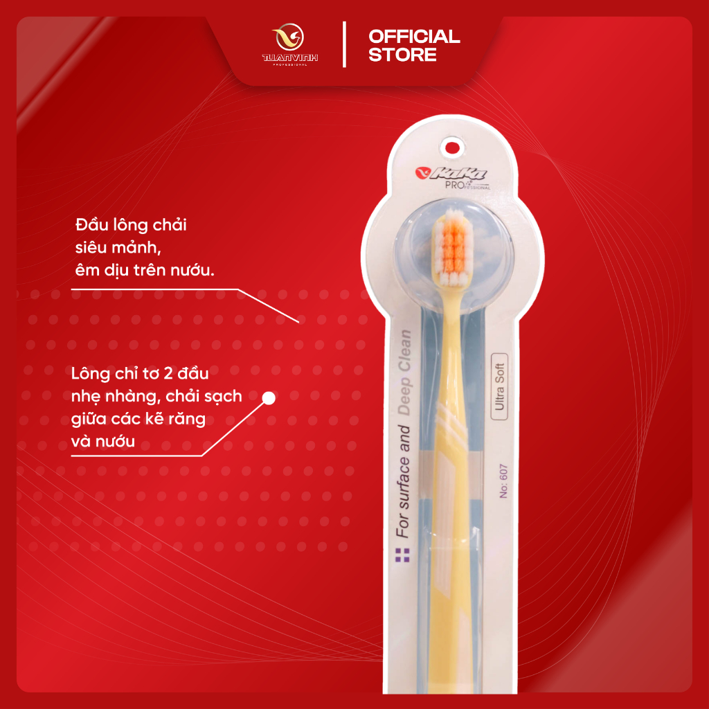 KAKA No.607 Ultra Soft Bàn Chải Đánh Răng - Siêu Mềm Lông Mịn Sạch Sâu Chăm Sóc Nướu Dùng Hằng Ngày Cho Người Lớn