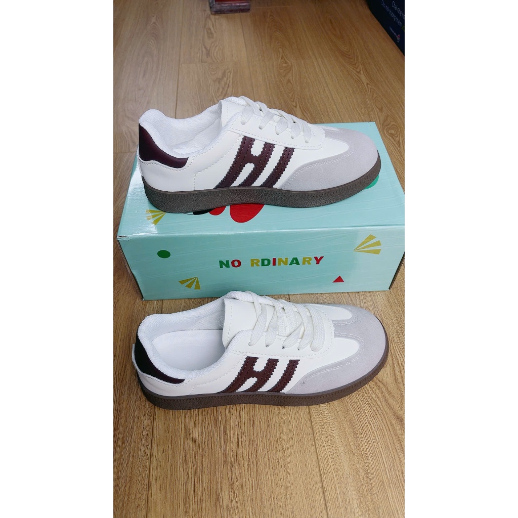 Giày Sneaker Nữ No Ordinary Retro Cổ Điển - Giày Thể Thao Nữ Họa Tiết Sọc Chữ H Đế Cao Su Êm Chân Đi Học Đi Chơi