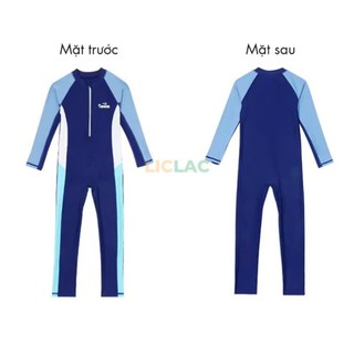 BK67 Đồ bơi bé trai liền thân dài tay chống nắng, đồ bơi bé trai size đại 18- 45kg