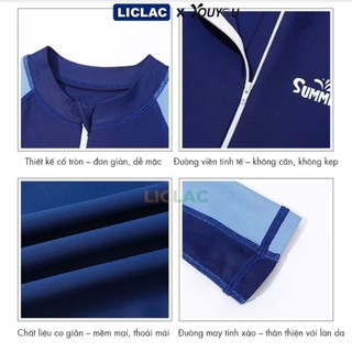 BK67 Đồ bơi bé trai liền thân dài tay chống nắng, đồ bơi bé trai size đại 18- 45kg