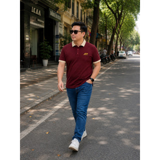 Áo thun Polo nam co giãn in Gold Metalic vải cotton thoáng mát mùa hè phối màu cực chuẩn Nam Tính Thanh Lịch