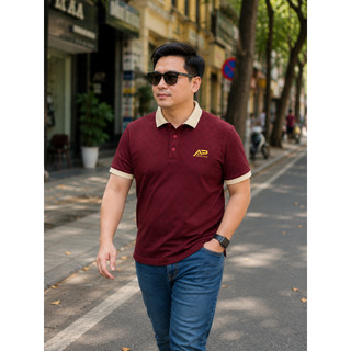 Áo thun Polo nam co giãn in Gold Metalic vải cotton thoáng mát mùa hè phối màu cực chuẩn Nam Tính Thanh Lịch