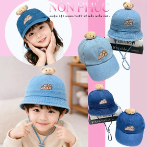 { Bé 3-5tuổi ]COMBO MŨ VÀNH,KẾT GẤU NÂU NHỒI BÔNG CHO BÉ