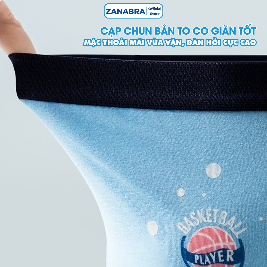 [ Xả Hàng ] Combo 4 Quần Lót Bé Trai Dáng Quần Hoạ Tiết Đáng Yêu, Set 4 Quần Sịp Trẻ Em Cotton Mịn ZANABRA CBTE