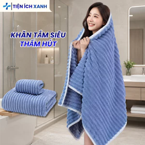 Khăn Tắm Cao Cấp 70x140cm Sóng Nước Hàn Quốc, Khăn Tắm Thấm Hút Tốt Không Rụng Lông Mềm Mại