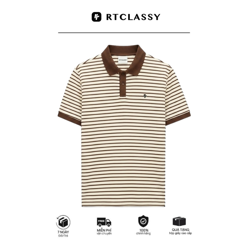 [NEW]Áo Polo RTCLASSY Kẻ Sọc Ngang Chất Liệu Cotton Pique Dày Dặn Không Nhăn Form Regular Trẻ Trung