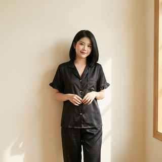 Bộ Đồ Bộ Lụa Ánh Kim Nữ Tính Mặc Nhà Cao Cấp Set Pijama Lụa Xanh Patel Phong Cách Hàn Quốc Thanh Lịch [ NP C07 CỘC DÀI]