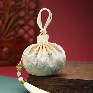 Túi gấm rút dây họa tiết cổ trang Trung Quốc kèm ruột thảo mộc tự nhiên tặng tua rua trang trí