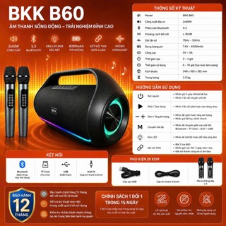 🔈Loa Bluetooth Karaoke 120W Bass Căng, Kèm 2 Mic Không Dây, Led RGB, Hỗ Trợ AUX TF USB Bluetooth 5.3