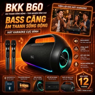 🔥Loa KARAOKE BKK tặng kèm 2 Mirco, Bass căng đa dạng cổng kết nối cắm Mic rời Chỉnh Bass kết nối đôi
