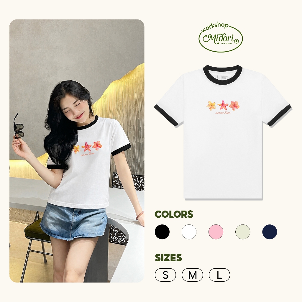 Áo Thun Baby Tee SUMMER FLOWERS Thời Trang Trẻ Trung Vải Cotton Thoáng Mát | MI MIDORI