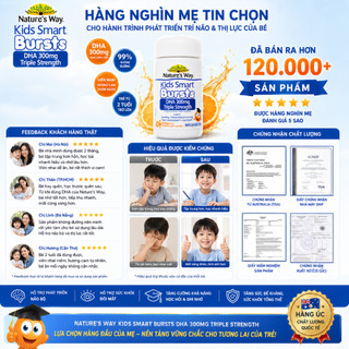 Viên nhai Nature's Way DHA 300mg bổ sung dầu cá cô đặc omega 3 RTG hàm lượng cao cho bé 50 viên