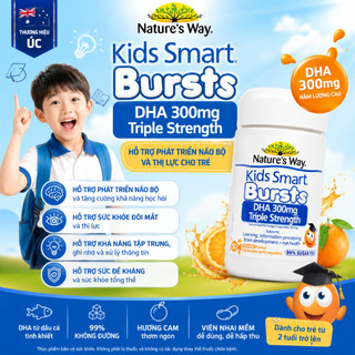 Viên nhai Nature's Way DHA 300mg bổ sung dầu cá cô đặc omega 3 RTG hàm lượng cao cho bé 50 viên
