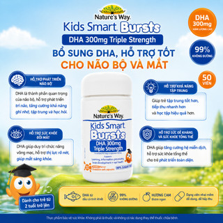 Viên nhai Nature's Way DHA 300mg bổ sung dầu cá cô đặc omega 3 RTG hàm lượng cao cho bé 50 viên