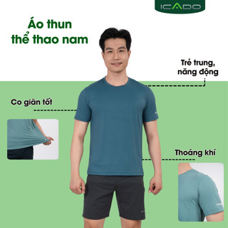 Áo Thể Thao Nam HT114 ICADO Áo Tập Gym Pickleball Thoải Mái, Co Giãn Thấm Hút Mồ Hôi thegioidotap