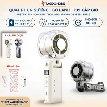 Quạt Cầm Tay Phun Sương Làm Mát Mini Gấp Gọn, Quạt Tích Điện Cầm Tay Đa Năng Có Màn Hình Hiển Thị Pin, 3 Cấp Độ Gió