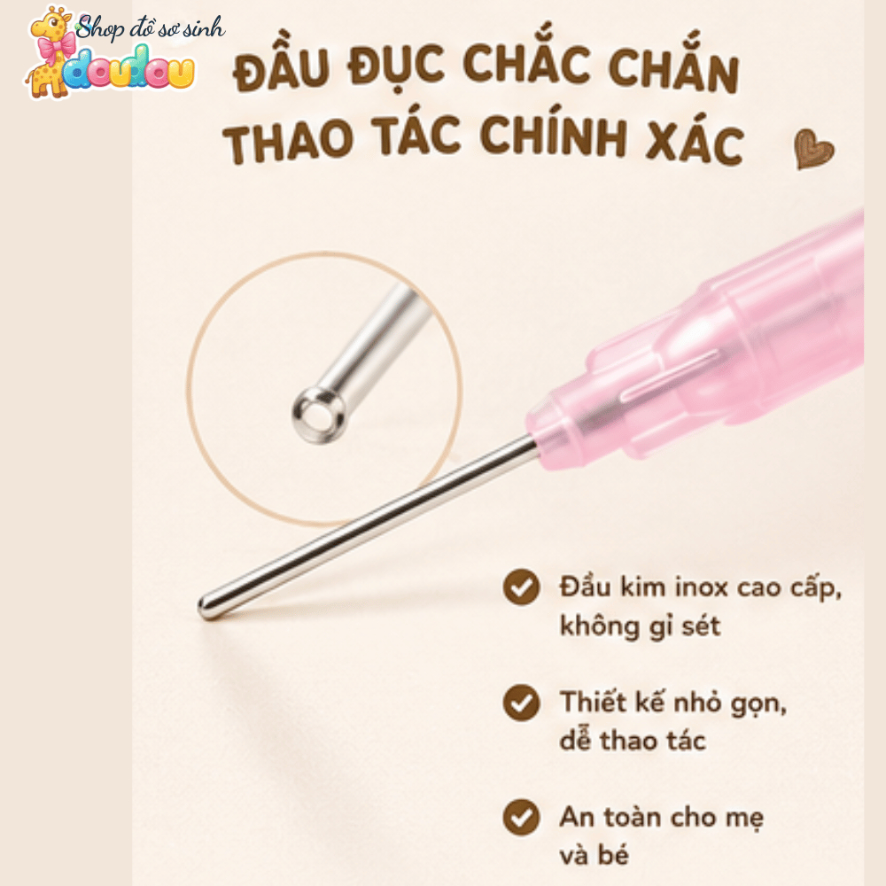 Đục lỗ núm ti bình sữa cho bé, dùng mọi loại núm ti Doudou A03
