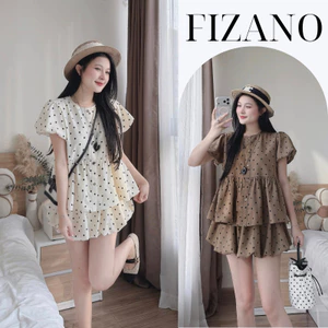 Set Bộ Đồ Nữ Dáng BabyDoll Họa Tiết Chấm Bi FIZANO - Set Áo Xòe Tầng Kèm Quần Đùi Dáng Bí 2 Màu HCOM27308