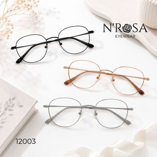 Gọng Kính Titanium N’ROSA 12003 – Đẳng Cấp Siêu Nhẹ, Form Tròn Oval Thanh Thoát, Bền Bỉ