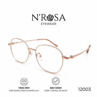 Gọng Kính Titanium N’ROSA 12003 – Đẳng Cấp Siêu Nhẹ, Form Tròn Oval Thanh Thoát, Bền Bỉ