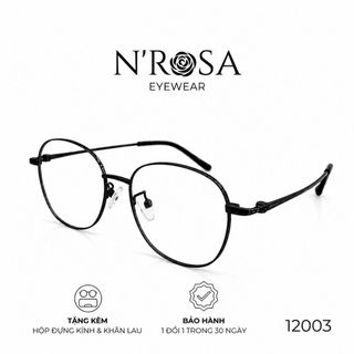 Gọng Kính Titanium N’ROSA 12003 – Đẳng Cấp Siêu Nhẹ, Form Tròn Oval Thanh Thoát, Bền Bỉ