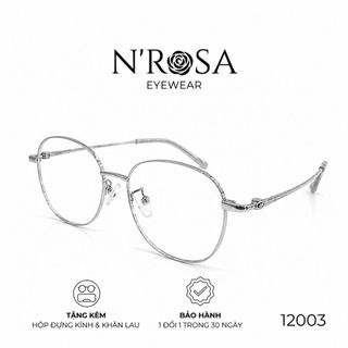 Gọng Kính Titanium N’ROSA 12003 – Đẳng Cấp Siêu Nhẹ, Form Tròn Oval Thanh Thoát, Bền Bỉ
