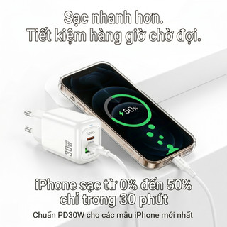 Bộ Củ Sạc Nhanh Hoco CS55A PD30W + QC3.0 18W 2 Cổng USB-C USB-A Sạc lP Android Sạc Nhanh An Toàn