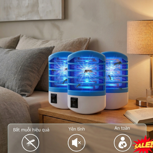 Đèn Bắt Muỗi Gắn Tường Mini 220V, Máy Diệt Muỗi Côn Trùng Cắm Điện Nhỏ Gọn Tiện Dụng