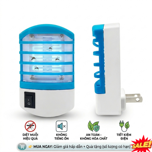 Đèn Bắt Muỗi Gắn Tường Mini 220V, Máy Diệt Muỗi Côn Trùng Cắm Điện Nhỏ Gọn Tiện Dụng