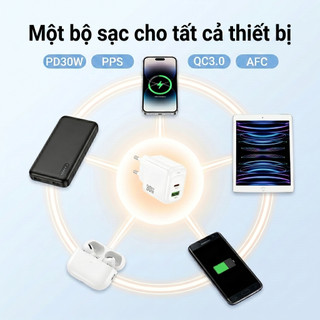 Bộ Củ Sạc Nhanh Hoco CS55A PD30W + QC3.0 18W 2 Cổng USB-C USB-A Sạc lP Android Sạc Nhanh An Toàn