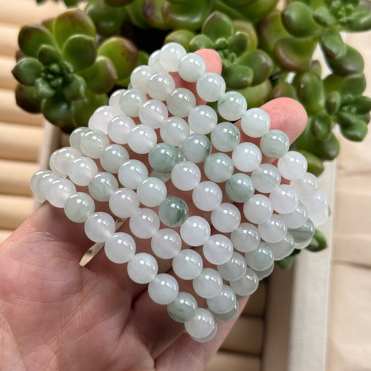 Vòng tay Thiên Sơn Thuý dạng hạt,trang sức cao cấp bằng đá tự nhiên 𝐬𝐡𝐚𝐧𝐠𝐡𝐚𝐢 𝐬𝐭𝐨𝐫𝐞