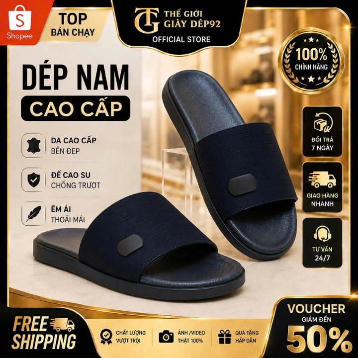 < DÉP QUAI NGANG V NAM BÒ 100% LOGO KIM LOẠI FULL BOX <