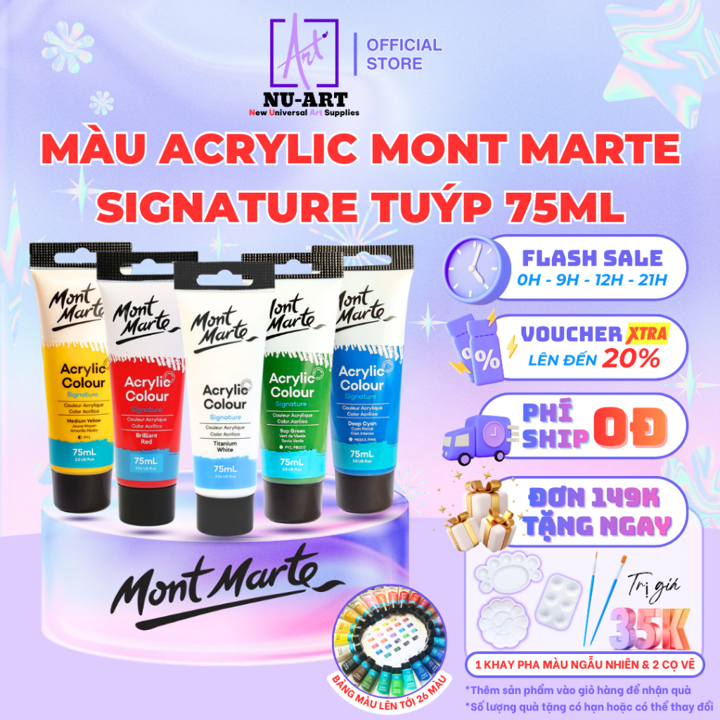 [CHÍNH HÃNG] Màu Acrylic 3D Mont Marte Signature 75ml – Màu Vẽ Acrylic Đa Năng, Giá Tốt