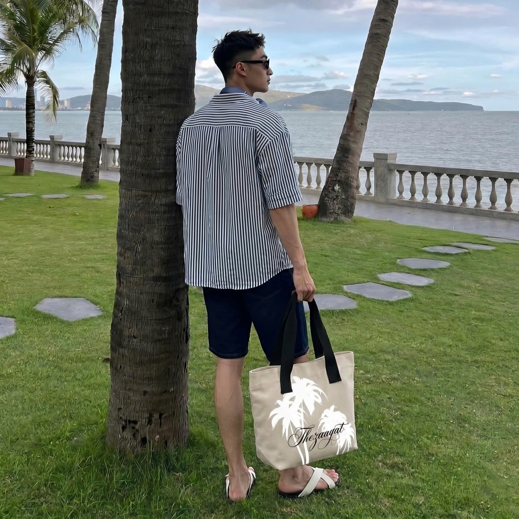 [SIÊU SALE] Túi Tote Canvas ZAAGAT Studio Unisex Họa Tiết Cây Dừa Phong Cách Minimal Đi Học Đi Chơi