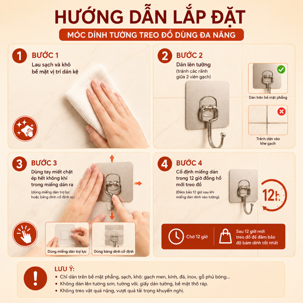 Combo 10-50 Móc Dán Tường Siêu Dính, Móc Treo Đồ Dán Tường Nhôm Inox Treo Đồ Nặng Tới 10kg - Huy Tưởng | BigBuy360 - bigbuy360.vn