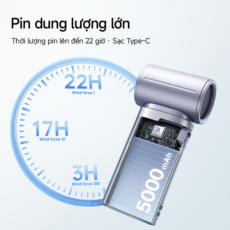 【Mới】Quạt cầm tay JisuLife 9S mini nhỏ gọn gió mạnh pin 22h màn hình LED vỏ điện sắc hiện đại ngoài trời để bàn dạo phố
