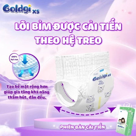 [Mới 2026] Tã Dán Bỉm Quần Goldgi X5 Nhật Bản Cải Tiến Mới, Siêu Mỏng, Thấm Hút Tốt, Đủ Size Cho Bé