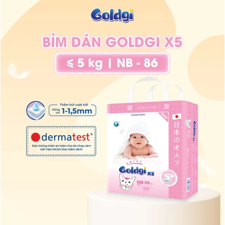 [Mới 2026] Tã Dán Bỉm Quần Goldgi X5 Nhật Bản Cải Tiến Mới, Siêu Mỏng, Thấm Hút Tốt, Đủ Size Cho Bé