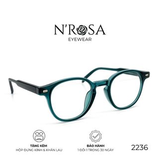 Gọng Kính N’ROSA 2236 – Form Tròn Oval Retro, Nhựa Acetate Cao Cấp, Bảng Màu Trong Suốt Thời Thượng