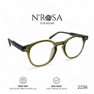 Gọng Kính N’ROSA 2236 – Form Tròn Oval Retro, Nhựa Acetate Cao Cấp, Bảng Màu Trong Suốt Thời Thượng