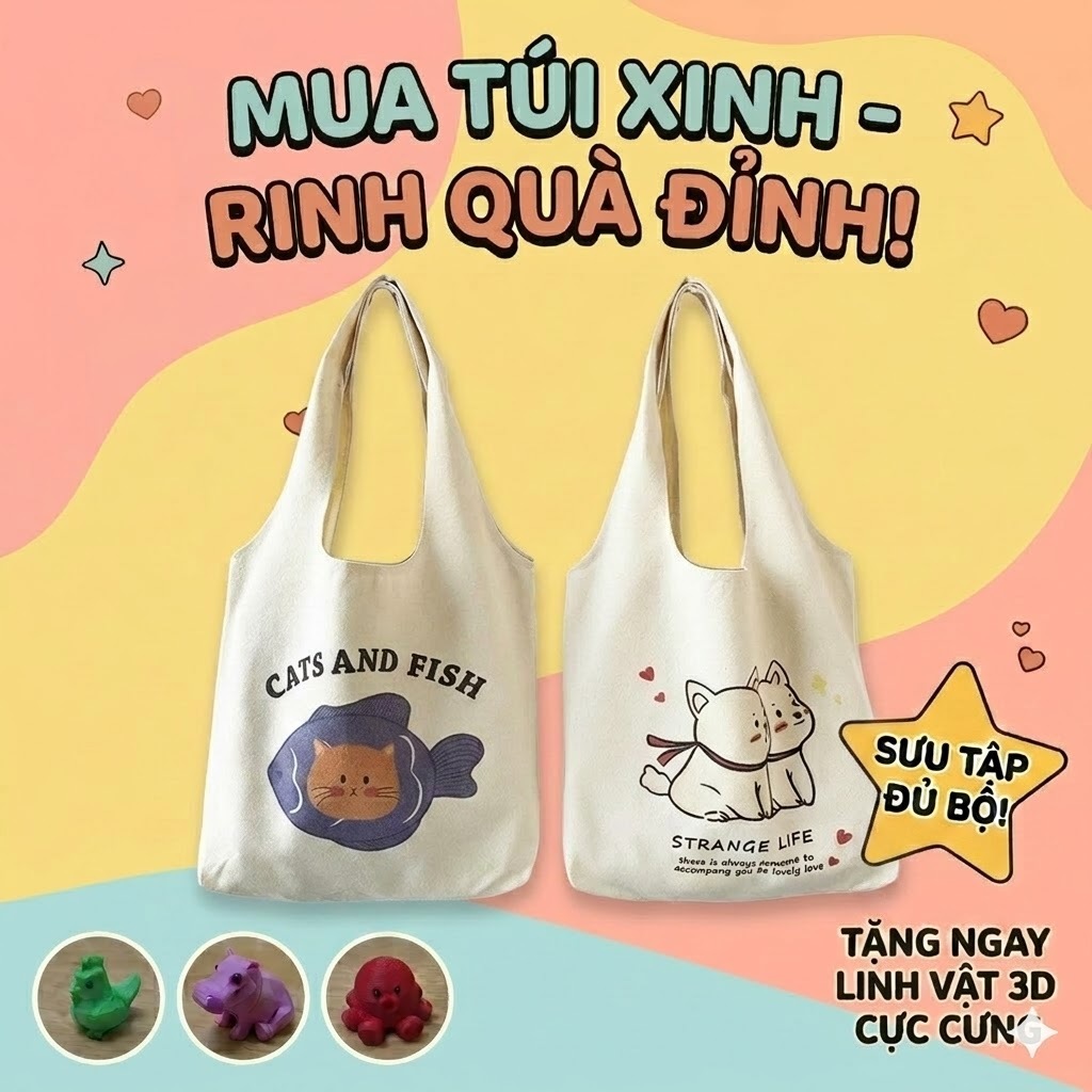 Túi Vải Đeo Vai Phong Cách Nhật Bản Cao Cấp XinhStore