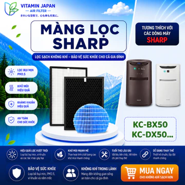 Màng Lọc Không Khí Sharp: KI-BX50, KI-DX50,...Màng Lọc Hepa, Màng Than Hoạt Tính, Màng Bù Ẩm