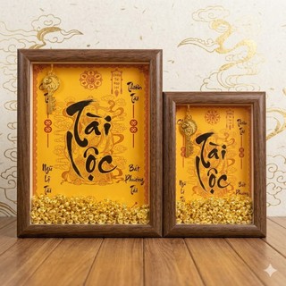 Tranh Phong Thủy Khai Mở Tài Lộc Đính Thỏi Vàng Khung Tranh Thờ Thần Tài Thỏi Vàng May Mắn Trang Trí Nhà Cửa Cao Cấp