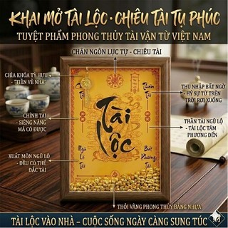Tranh Phong Thủy Khai Mở Tài Lộc Đính Thỏi Vàng Khung Tranh Thờ Thần Tài Thỏi Vàng May Mắn Trang Trí Nhà Cửa Cao Cấp